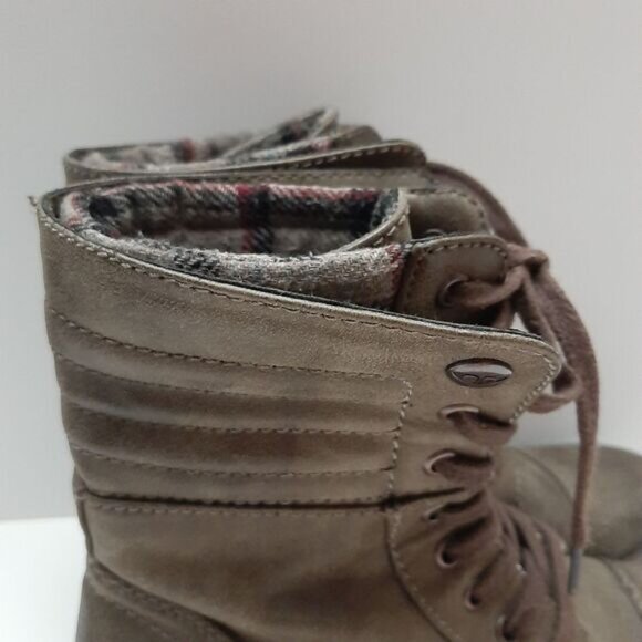 ROXY Riley Lace-Up Fold Over Combat Ankle Flat Casual Boots Grey Green Sz 7.5 - Picture 3 of 16